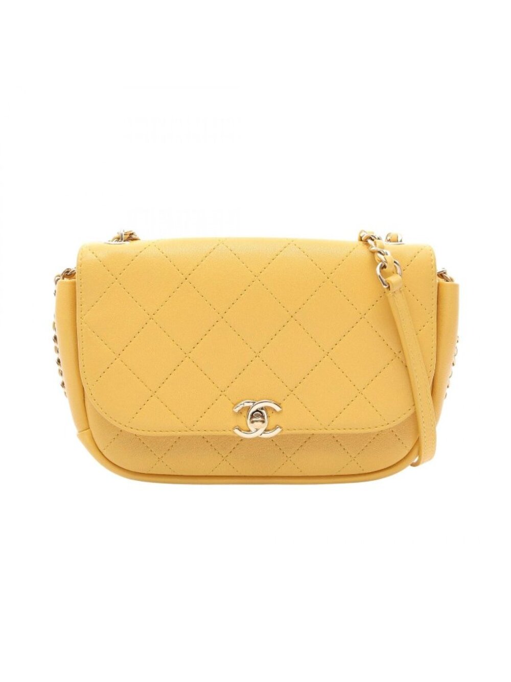 Chanel Shoulder Bag Quilted Yellow Leather Chain